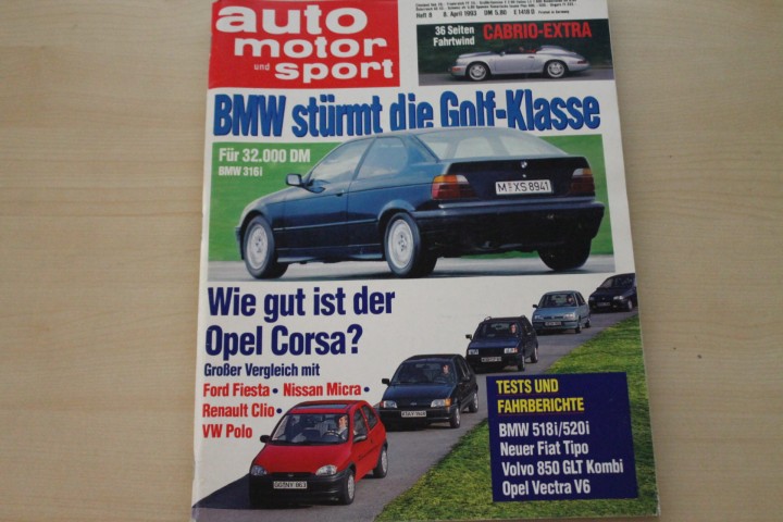 Deckblatt Auto Motor und Sport (08/1993)